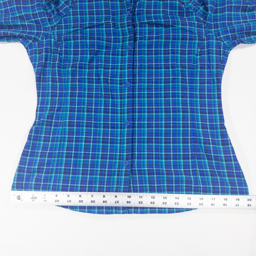 Columbia Omni Shade Plaid Vent Womens Long Sleeve Blue Green M Gorpcore Outdoor - Picture 16 of 16